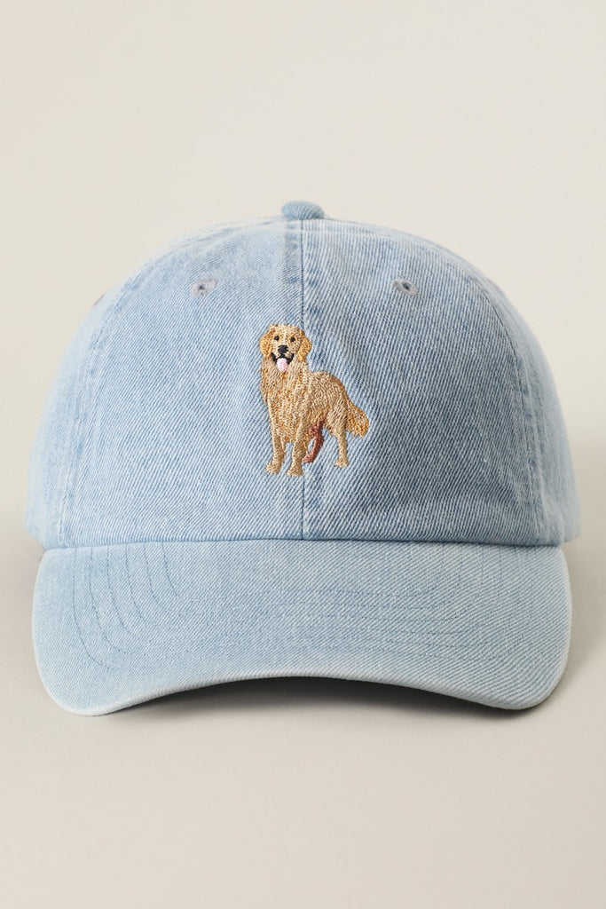 Golden Retriever Embroidered Denim Baseball Cap