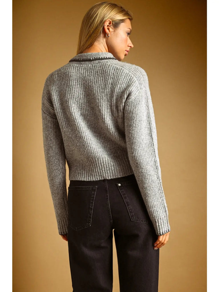 High Neck Tied Neck Sweater Top