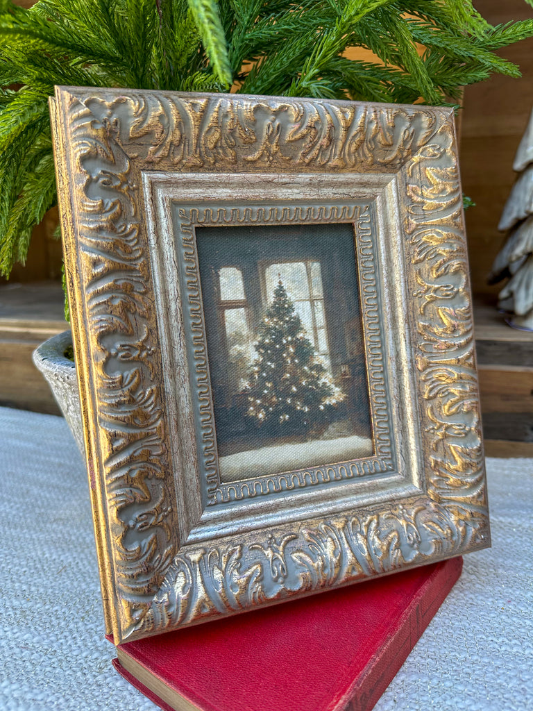 Glowing Christmas Tree Framed Antique Art