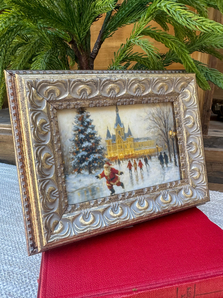 Skating Santa Framed Art