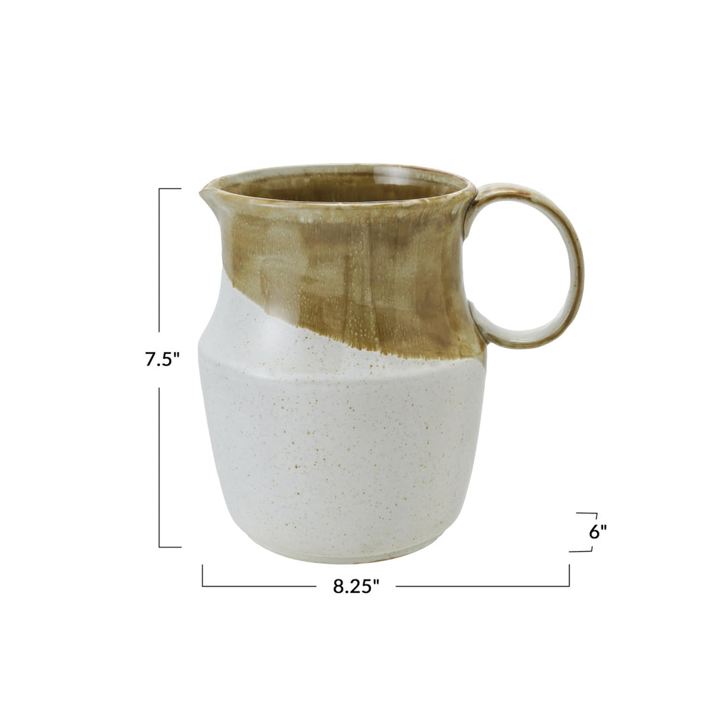 2-1/2 Quart Stoneware Pitcher, Reactive Glaze