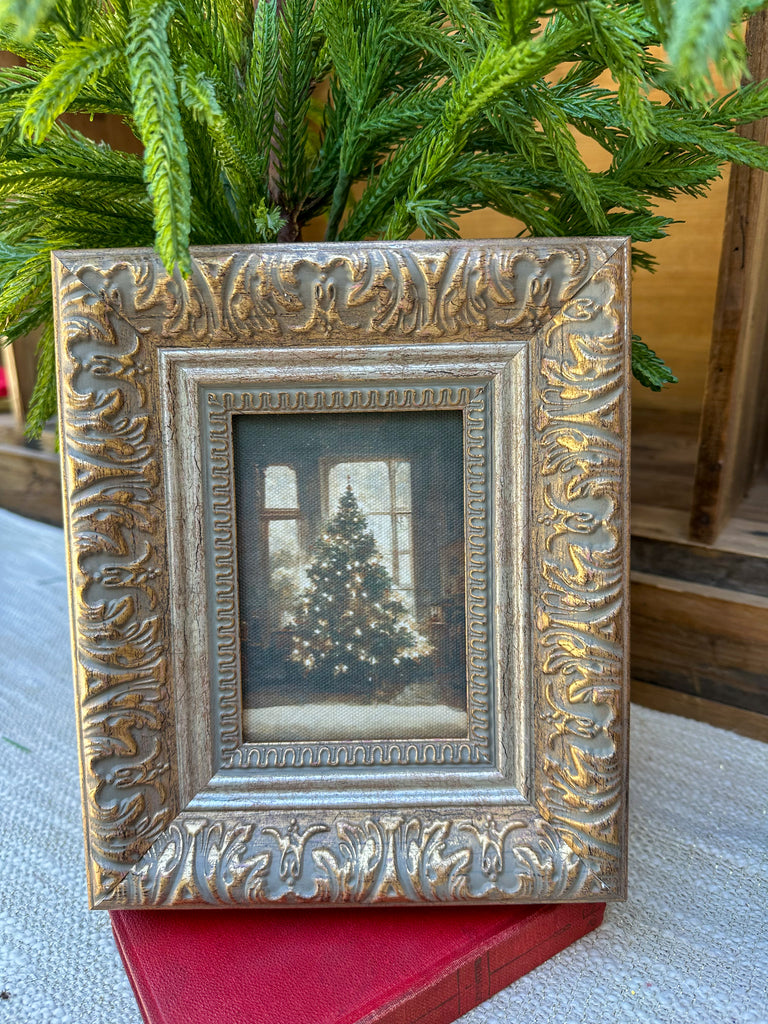 Glowing Christmas Tree Framed Antique Art