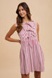 Vertical Striped Front Bow Detail Minidress