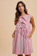 Vertical Striped Front Bow Detail Minidress