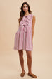 Vertical Striped Front Bow Detail Minidress
