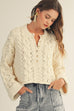 Soft Twisted Ribbed Half Buttons Down Sweater