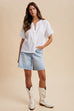 Pintuck Detailed Button Down Shirt