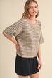 Striped short sleeve sweater cardigan