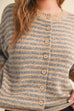 Striped short sleeve sweater cardigan