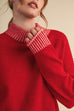 Striped mock neck sweater