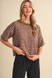 Striped short sleeve sweater cardigan
