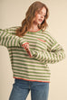 Contrast Triangle Stitch Striped Sweater
