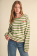 Contrast Triangle Stitch Striped Sweater