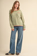 Contrast Triangle Stitch Striped Sweater