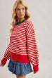 Round Neck Multi Color Striped Sweater Pullover