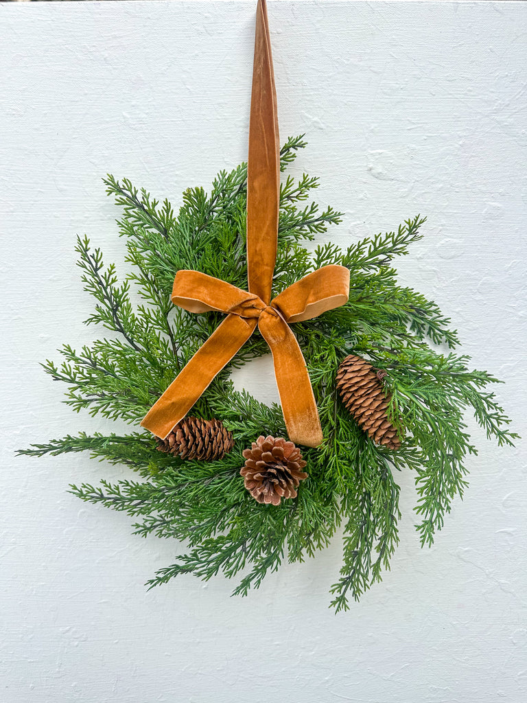 Mini Wreath - Velvet Red Bow