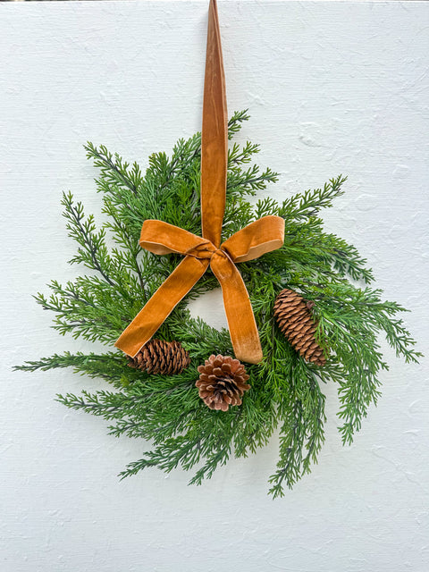 Mini Wreath - Velvet Red Bow