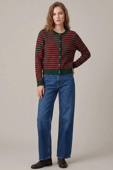 Striped Mock Neck Sweater