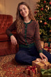Striped Mock Neck Sweater