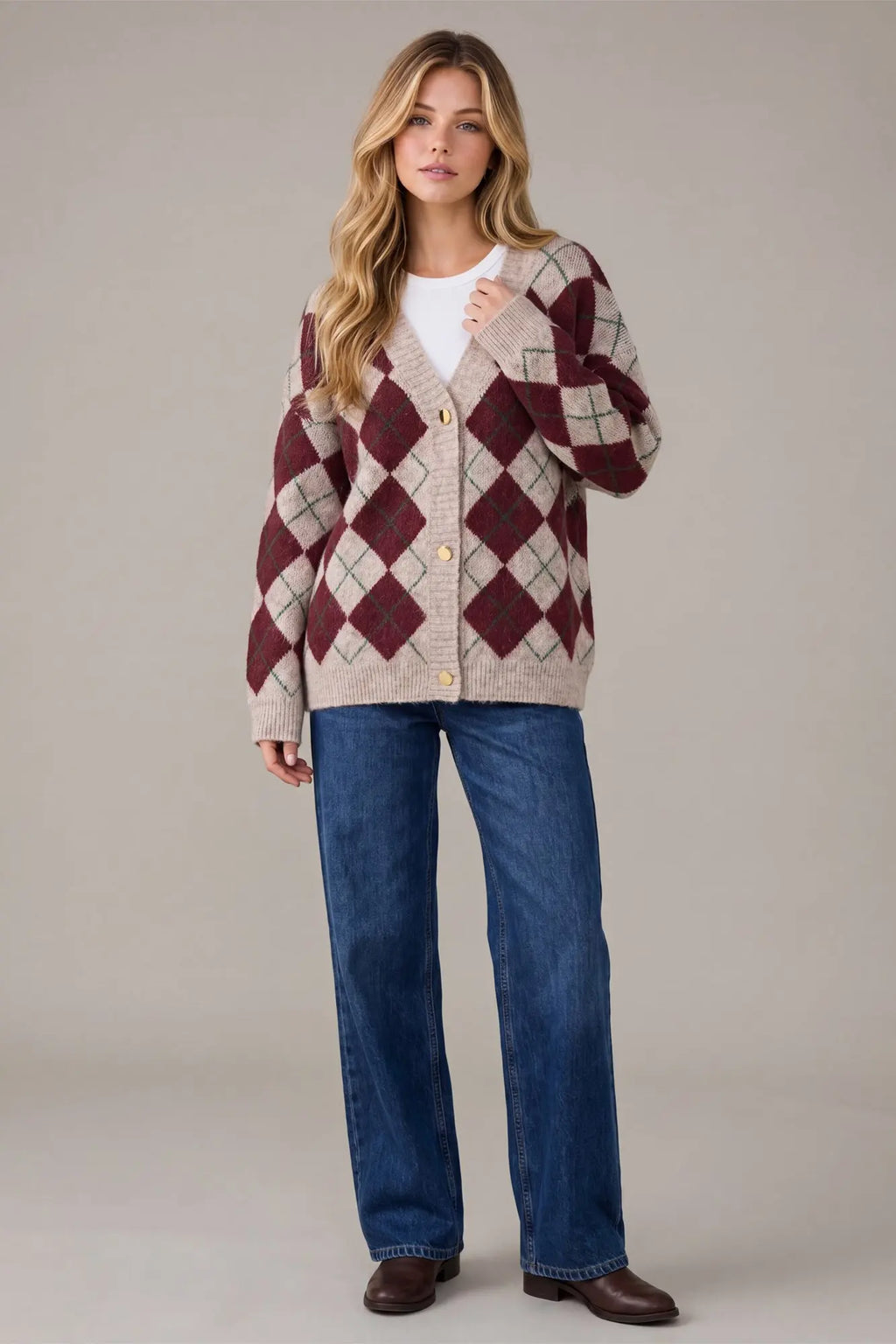 Argyle Sweater Cardigan