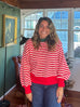 Round Neck Multi Color Striped Sweater Pullover