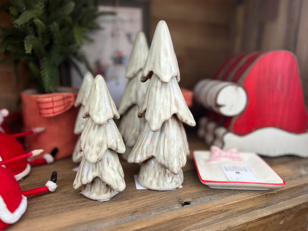 Stoneware Tree, Reactive Glaze, Cream Color (2 Sizes)