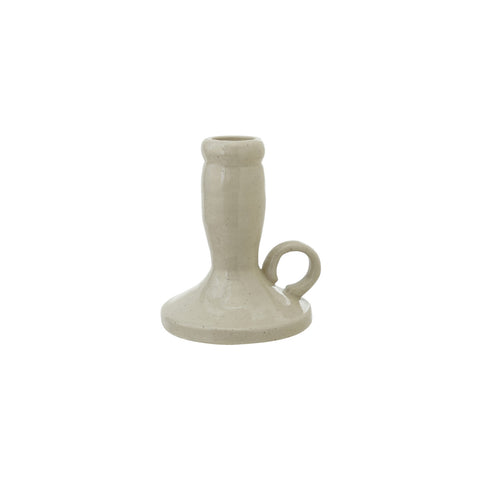 Stoneware Chamberstick, Cream Color