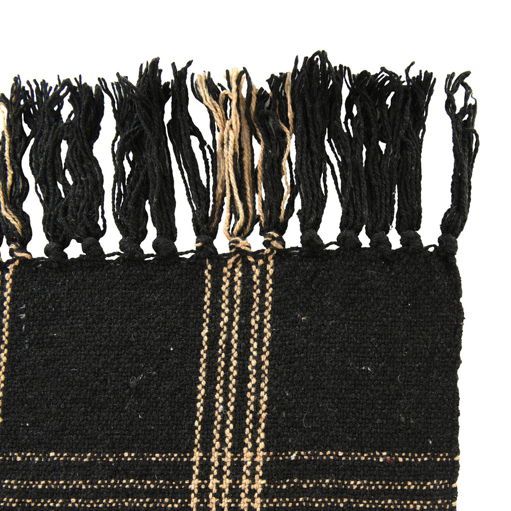 Woven Cotton Blend Throw with Fringe