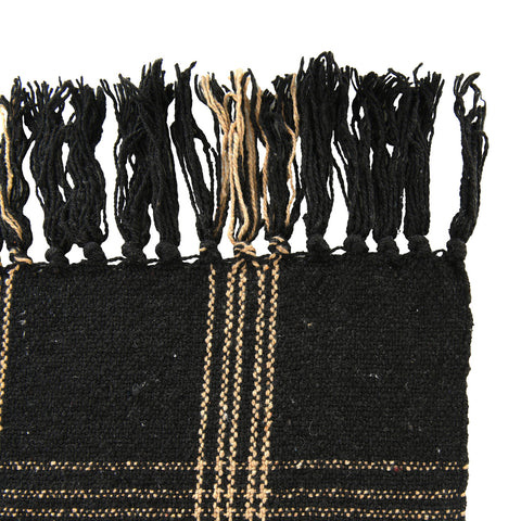 Woven Cotton Blend Throw with Fringe