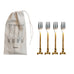 Appetizer Forks w/ Gold Finish Bow Handles