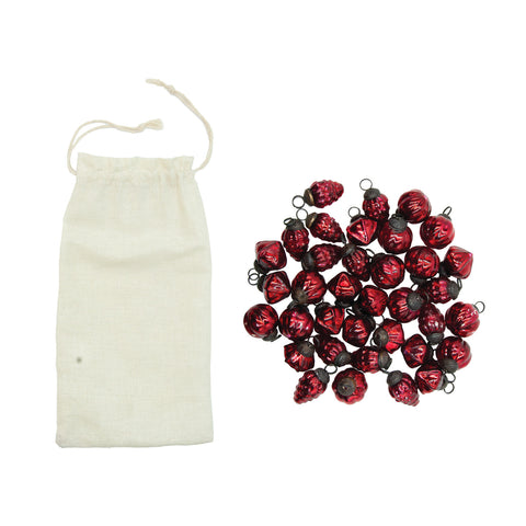 1"H Embossed Mercury Glass Ornaments in Muslin Bag
