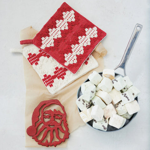 8" Square Woven Cotton Tufted Pot Holder